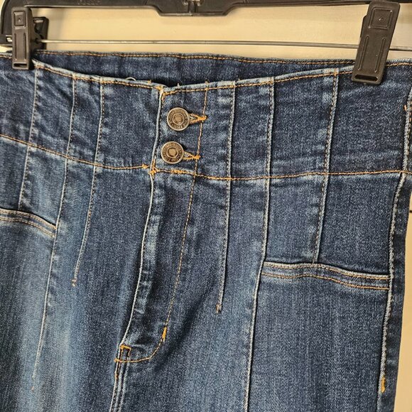 Free People We The Jayde High Waisted Western Boho Dark Wash Blue Flare Jeans 28 - Picture 5 of 13